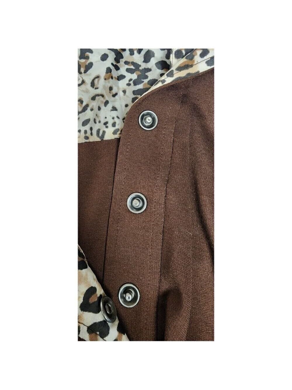 Chico's Brown Notched V-Neck 3/4 Sleeve Knee Length Shirt Dress Size 1 M - Picture 9 of 9